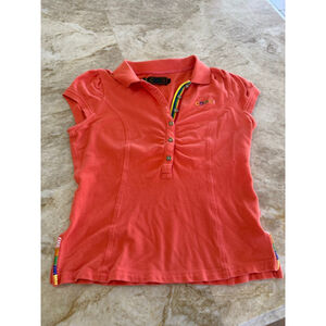 COOGI Coral Multicolor Short Sleeve Polo Tee L vintage used condition
